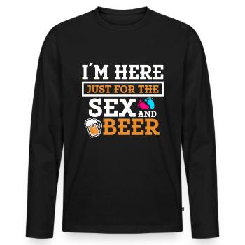 Ich Bin Nur Für Den Sex Und Das Bier Hier - Männer Premium Bio Langarmshirt - Schwarz - Vorne - Nico (187cm)