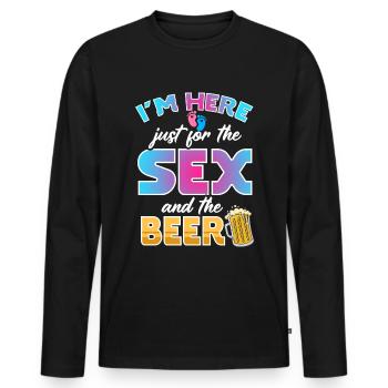I'm just here for the beer - Men's Premium Organic Long Sleeve Shirt - black - Front - Nico (187cm)