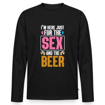 Ich Bin Nur Für Den Sex Und Das Bier Hier - Männer Premium Bio Langarmshirt - Schwarz - Vorne - Nico (187cm)