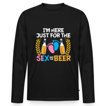 Ich Bin Nur Für Den Sex Und Das Bier Hier - Männer Premium Bio Langarmshirt - Schwarz - Vorne - Nico (187cm)