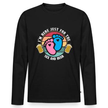 Ich Bin Nur Für Den Sex Und Das Bier Hier - Männer Premium Bio Langarmshirt - Schwarz - Vorne - Nico (187cm)