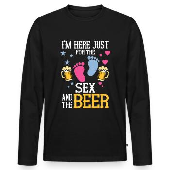 Ich Bin Nur Für Den Sex Und Das Bier Hier - Männer Premium Bio Langarmshirt - Schwarz - Vorne - Nico (187cm)