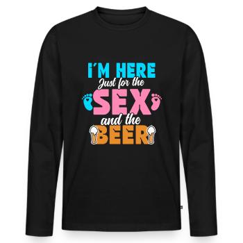 Ich Bin Nur Für Den Sex Und Das Bier Hier - Männer Premium Bio Langarmshirt - Schwarz - Vorne - Nico (187cm)