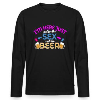 Ich Bin Nur Für Den Sex Und Das Bier Hier - Männer Premium Bio Langarmshirt - Schwarz - Vorne - Nico (187cm)