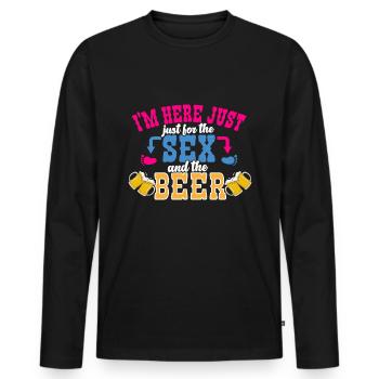 Ich Bin Nur Für Den Sex Und Das Bier Hier - Männer Premium Bio Langarmshirt - Schwarz - Vorne - Nico (187cm)