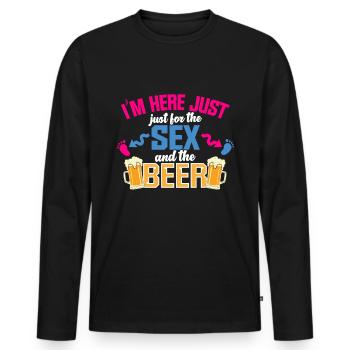 Ich Bin Nur Für Den Sex Und Das Bier Hier - Männer Premium Bio Langarmshirt - Schwarz - Vorne - Nico (187cm)