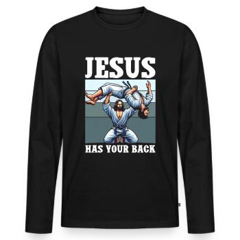 Jésus vous soutient BJJ Jiu Jitsu Christian - T-shirt manches longues Premium bio Homme - noir - Devant - Nico (187cm)