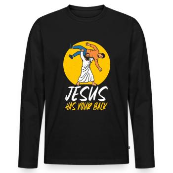 Jésus vous soutient BJJ Jiu Jitsu Christian - T-shirt manches longues Premium bio Homme - noir - Devant - Nico (187cm)