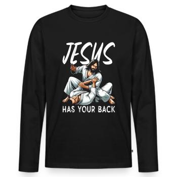 Jésus vous soutient BJJ Jiu Jitsu Christian - T-shirt manches longues Premium bio Homme - noir - Devant - Nico (187cm)