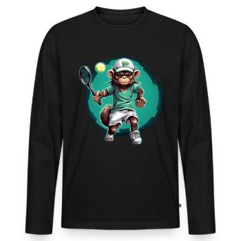 Funny Tennis Monkey Design - Smash it on the Te - Men's Premium Organic Long Sleeve Shirt - black - Front - Nico (187cm)