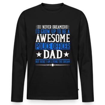 Agent de police, Ligne bleue, Application de la loi - T-shirt manches longues Premium bio Homme - noir - Devant - Nico (187cm)