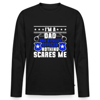 Agent de police, ligne bleue, application de la loi - T-shirt manches longues Premium bio Homme - noir - Devant - Nico (187cm)
