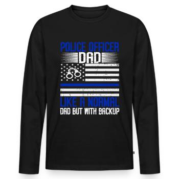 Agent de police, ligne bleue, application de la loi - T-shirt manches longues Premium bio Homme - noir - Devant - Nico (187cm)