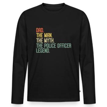 Agent de police, ligne bleue, application de la loi - T-shirt manches longues Premium bio Homme - noir - Devant - Nico (187cm)