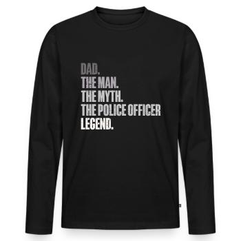 Agent de police, ligne bleue, application de la loi - T-shirt manches longues Premium bio Homme - noir - Devant - Nico (187cm)
