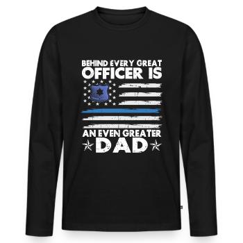 Agent de police, ligne bleue, application de la loi - T-shirt manches longues Premium bio Homme - noir - Devant - Nico (187cm)