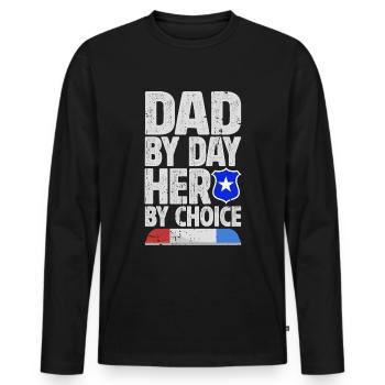 Agent de police, ligne bleue, application de la loi - T-shirt manches longues Premium bio Homme - noir - Devant - Nico (187cm)