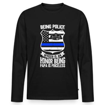 Agent de police, Ligne bleue, Application de la loi - T-shirt manches longues Premium bio Homme - noir - Devant - Nico (187cm)