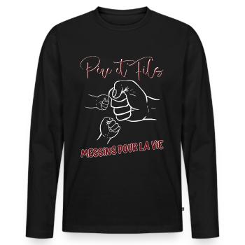 Metz Papa Et Fils Messins Pour La Vie Fierté - T-shirt manches longues Premium bio Homme - noir - Devant - Nico (187cm)