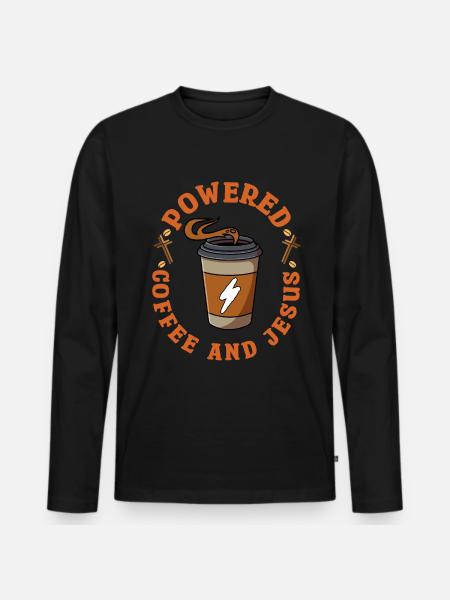 Powered By Coffee And Jesus - Men's Premium Organic Long Sleeve Shirt - black
