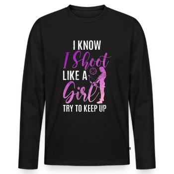 Bogenschießen Bowhunter Shooting Girls Pfeiljagd - Männer Premium Bio Langarmshirt - Schwarz - Vorne - Nico (187cm)