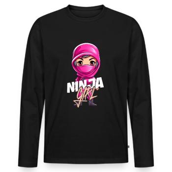 Ninja Girl Drôle Fête D’anniversaire Bday Girl - T-shirt manches longues Premium bio Homme - noir - Devant - Nico (187cm)