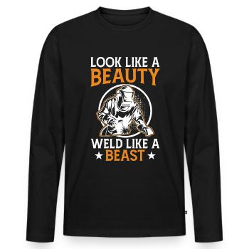 Welder Saying Funny Welding Boilermaker Welder - Men's Premium Organic Long Sleeve Shirt - black - Front - Nico (187cm)