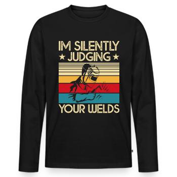 Welder Saying Funny Welding Boilermaker Welder - Men's Premium Organic Long Sleeve Shirt - black - Front - Nico (187cm)