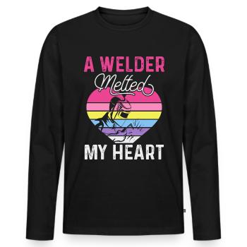 Welder Saying Funny Welding Boilermaker Welder - Men's Premium Organic Long Sleeve Shirt - black - Front - Nico (187cm)