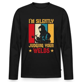 Welder Saying Funny Welding Boilermaker Welder - Men's Premium Organic Long Sleeve Shirt - black - Front - Nico (187cm)