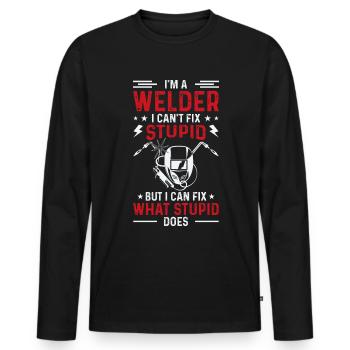 Welder Saying Funny Welding Boilermaker Welder - Men's Premium Organic Long Sleeve Shirt - black - Front - Nico (187cm)