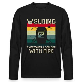 Welder Saying Funny Welding Boilermaker Welder - Men's Premium Organic Long Sleeve Shirt - black - Front - Nico (187cm)