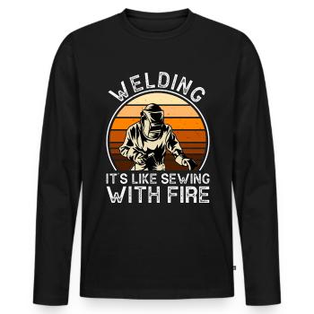 Welder Saying Funny Welding Boilermaker Welder - Men's Premium Organic Long Sleeve Shirt - black - Front - Nico (187cm)