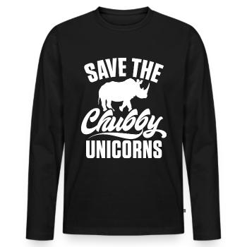 Speichern Sie Die Molligen Einhörner Fat Rino - Männer Premium Bio Langarmshirt - Schwarz - Vorne - Nico (187cm)