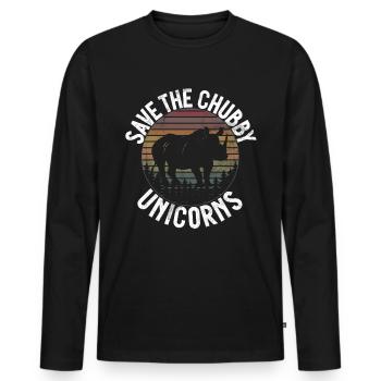 Speichern Sie Die Molligen Einhörner Fat Rino - Männer Premium Bio Langarmshirt - Schwarz - Vorne - Nico (187cm)