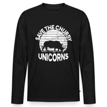 Speichern Sie Die Molligen Einhörner Fat Rino - Männer Premium Bio Langarmshirt - Schwarz - Vorne - Nico (187cm)
