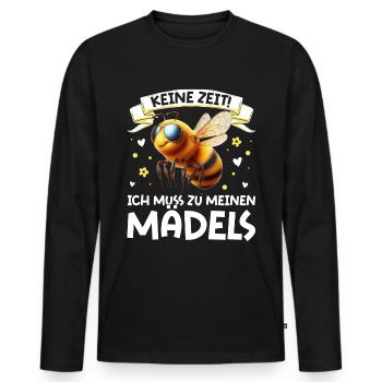 Pas le temps que j’ai pour être avec mes filles - T-shirt manches longues Premium bio Homme - noir - Devant - Nico (187cm)