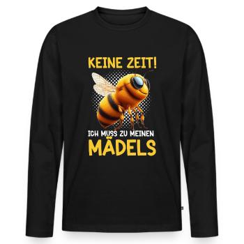Pas le temps que j’ai pour être avec mes filles - T-shirt manches longues Premium bio Homme - noir - Devant - Nico (187cm)