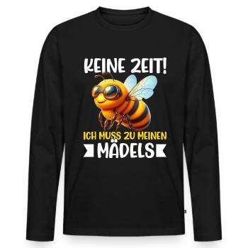 Pas le temps que j’ai pour être avec mes filles - T-shirt manches longues Premium bio Homme - noir - Devant - Nico (187cm)