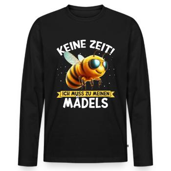 Pas le temps que j’ai pour être avec mes filles - T-shirt manches longues Premium bio Homme - noir - Devant - Nico (187cm)