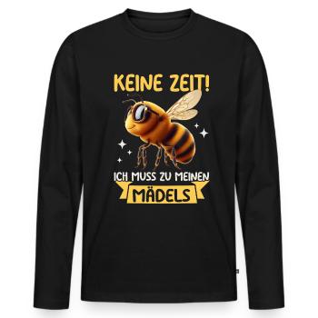 Pas le temps que j’ai pour être avec mes filles - T-shirt manches longues Premium bio Homme - noir - Devant - Nico (187cm)