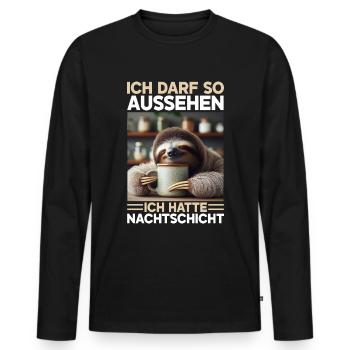 Ich Darf So Aussehen Ich Hatte Nachtschicht - Männer Premium Bio Langarmshirt - Schwarz - Vorne - Nico (187cm)