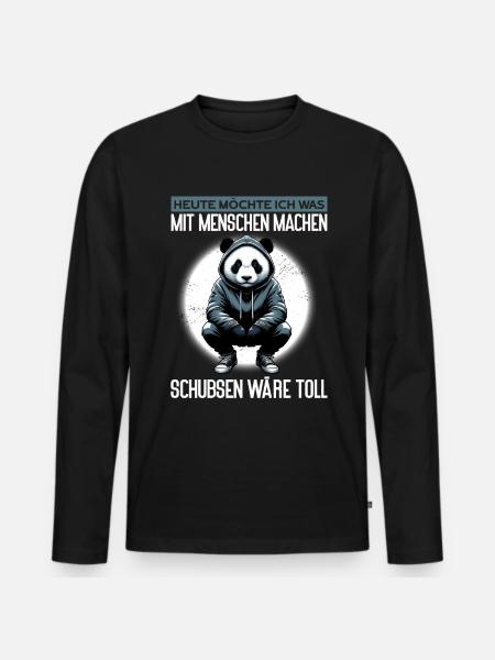 Heute möchte ich was mit Menschen machen Schubsen - Männer Premium Bio Langarmshirt - Schwarz