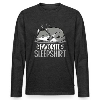 Official Sleeping Shirt She-Wolf Funny Wolf - Men's Premium Organic Long Sleeve Shirt - heather anthracite - Front - Nico (187cm)
