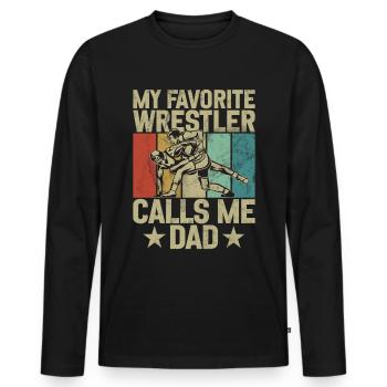 Wrestling Dad Wrestler Men's Father's Day - Men's Premium Organic Long Sleeve Shirt - black - Front - Nico (187cm)