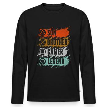 Video Games Gaming Boys Brother Teen - Men's Premium Organic Long Sleeve Shirt - black - Front - Nico (187cm)