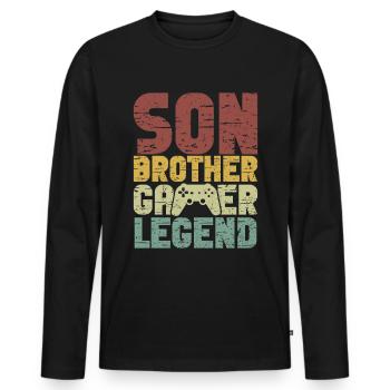 Video Games Gaming Boys Brother Teen - Men's Premium Organic Long Sleeve Shirt - black - Front - Nico (187cm)