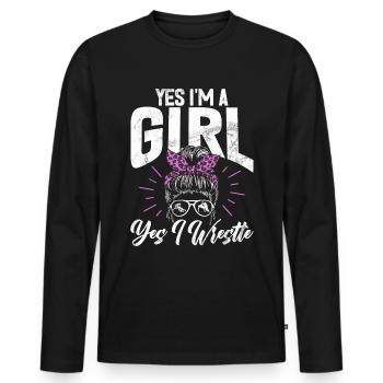 Lutteuse Fille Grappling Lutteuse Femmes - T-shirt manches longues Premium bio Homme - noir - Devant - Nico (187cm)