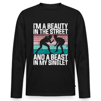 Lutteuse Fille Grappling Lutteuse Femmes - T-shirt manches longues Premium bio Homme - noir - Devant - Nico (187cm)