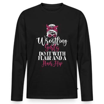 Lutteuse Fille Grappling Lutteuse Femmes - T-shirt manches longues Premium bio Homme - noir - Devant - Nico (187cm)